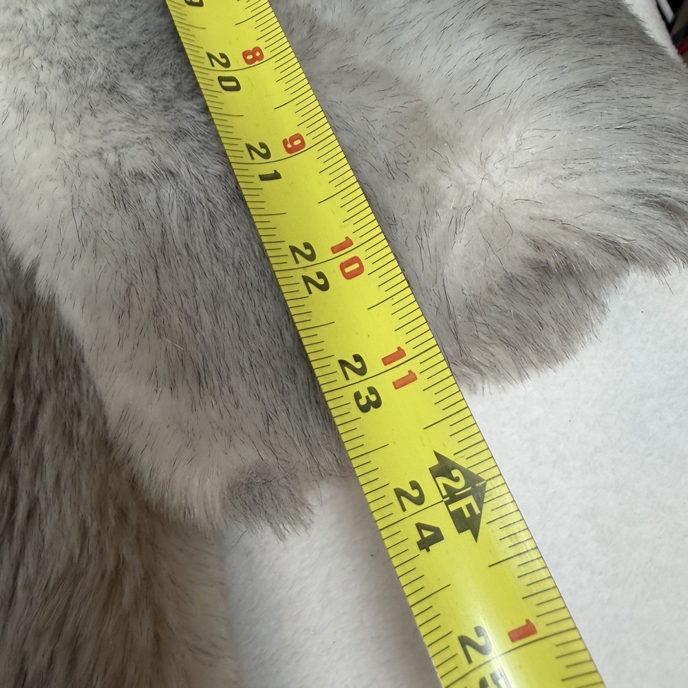 Vintage 70s 80s Faux Fur Coat Long Striped Gray Silver ILGWU Union Made M L - Picture 11 of 13